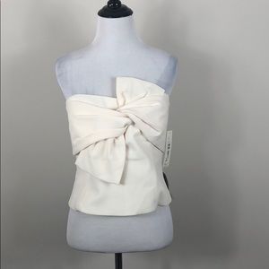 Eliza J Strapless Bow Crepe Top